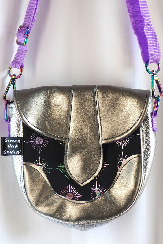 Metallic Moons & Stars Saddle Bag Crossbody Purse!