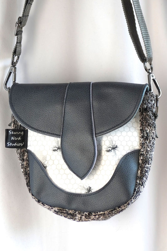 Monochrome Bees Saddle Bag Crossbody Purse!