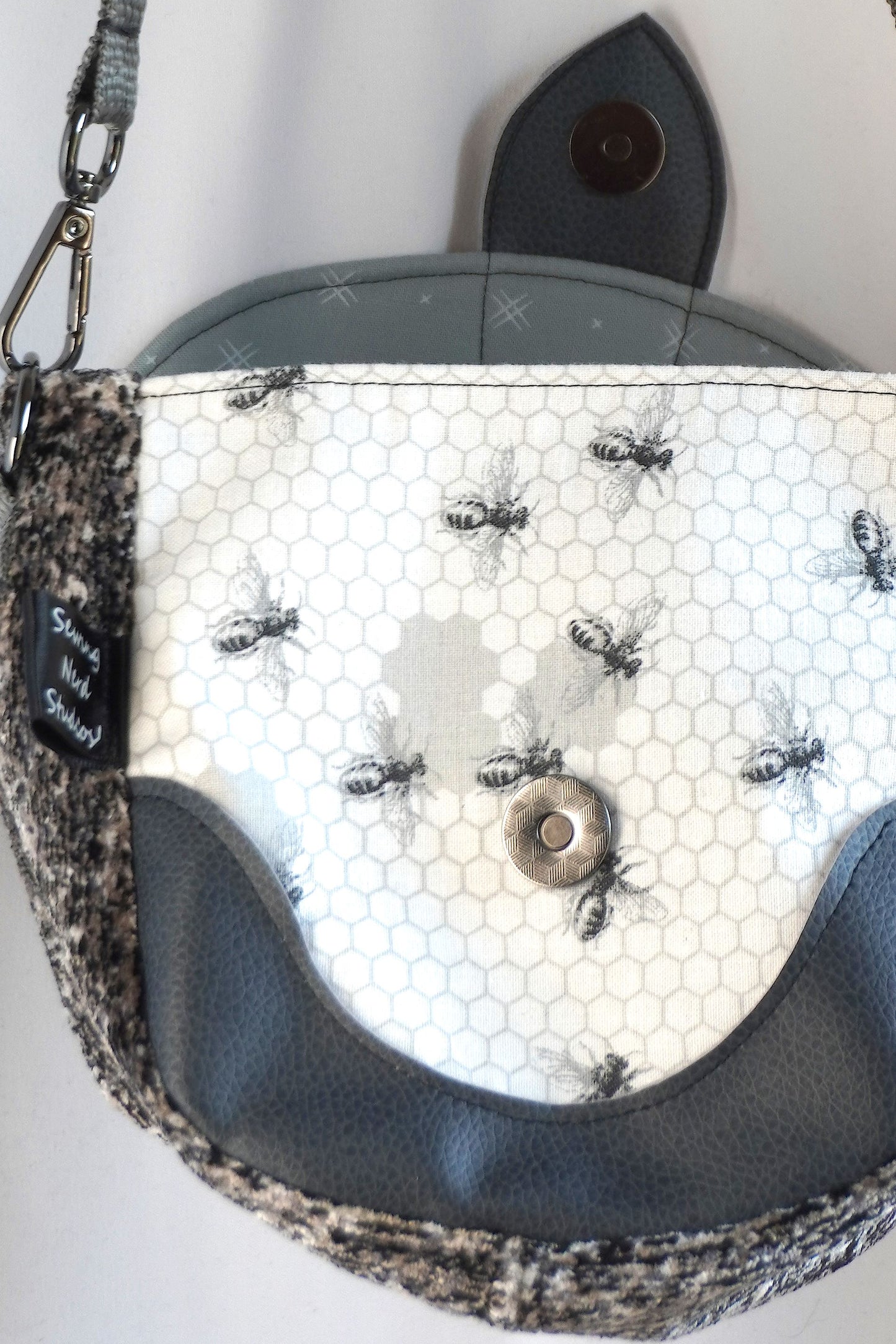 Monochrome Bees Saddle Bag Crossbody Purse!