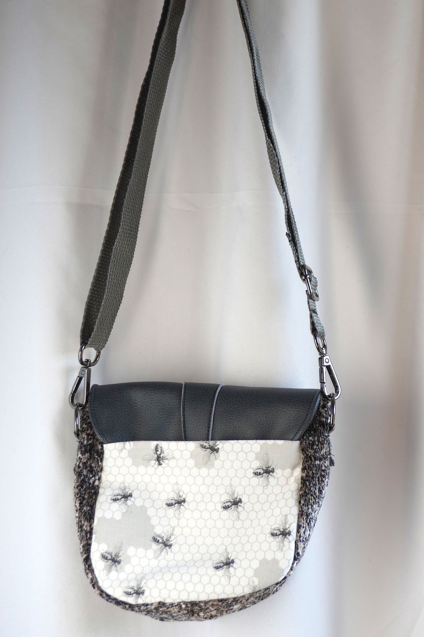 Monochrome Bees Saddle Bag Crossbody Purse!