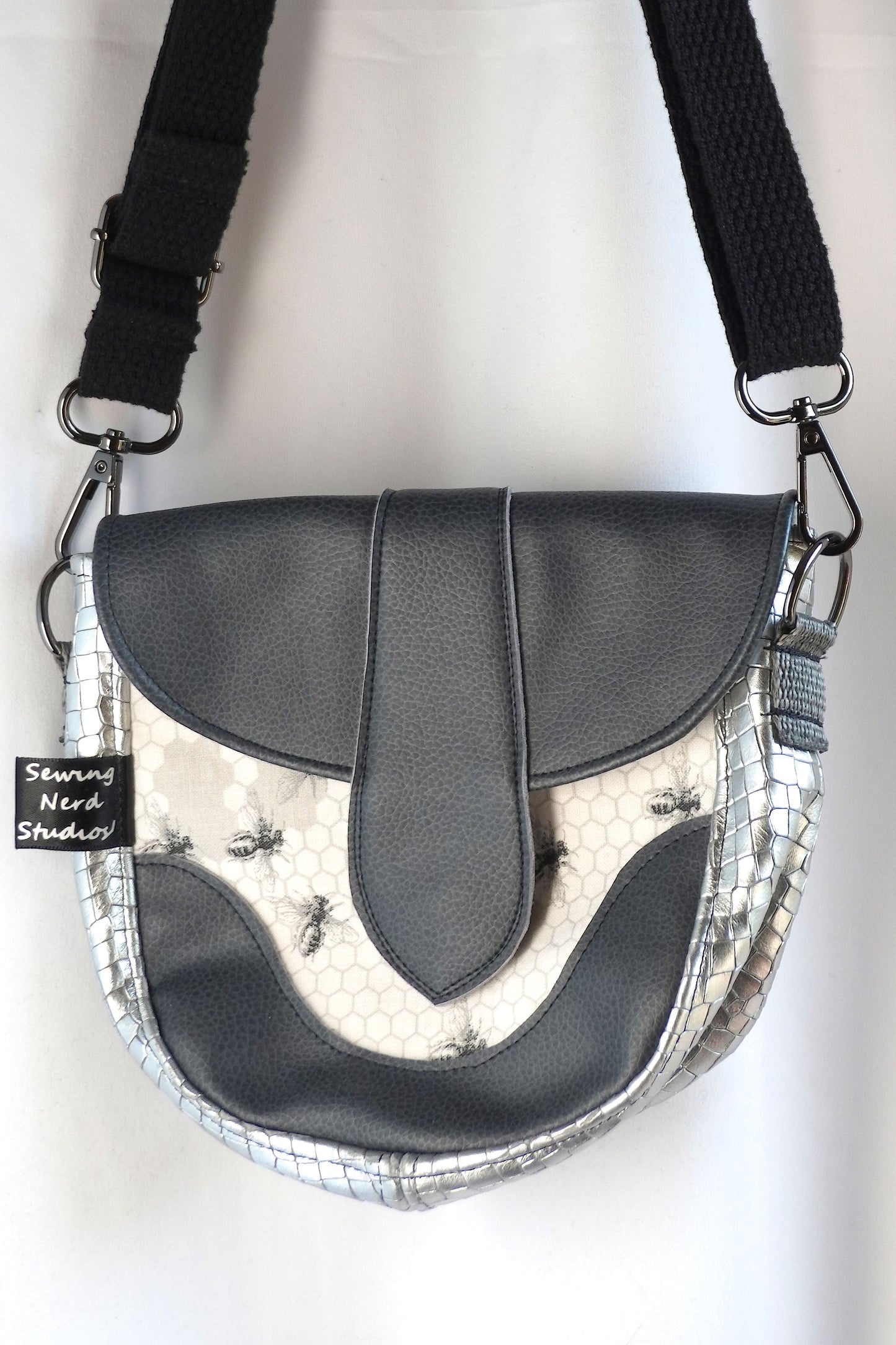 Monochrome Bees Saddle Bag Crossbody Purse!