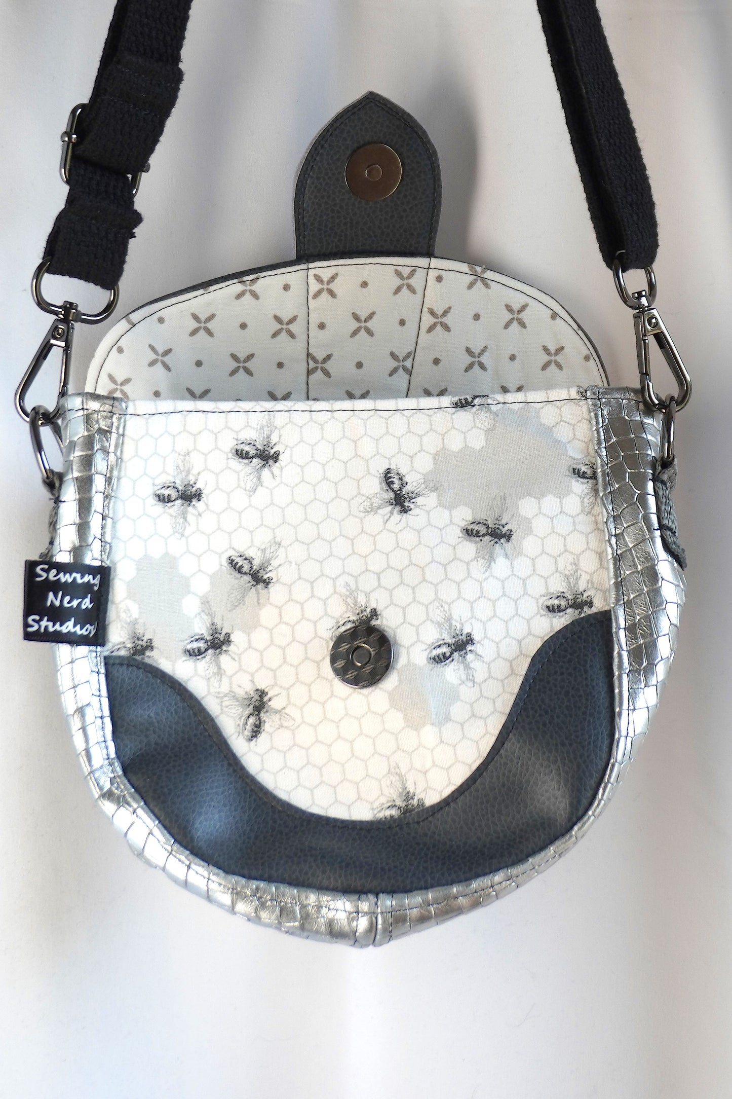 Monochrome Bees Saddle Bag Crossbody Purse!