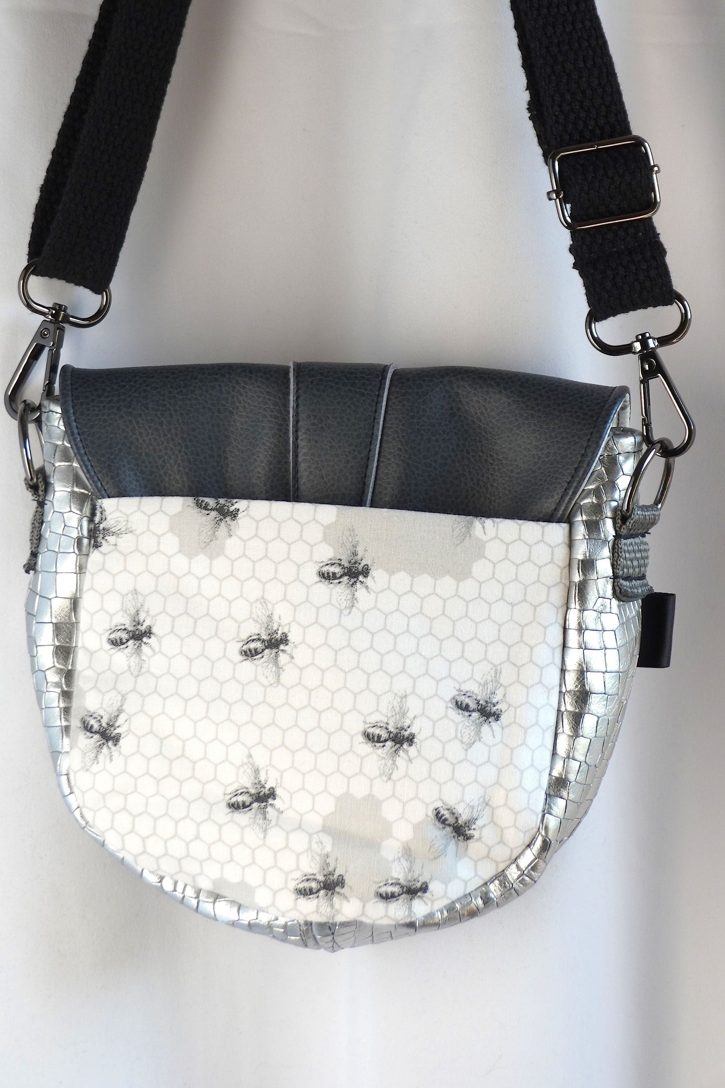 Monochrome Bees Saddle Bag Crossbody Purse!